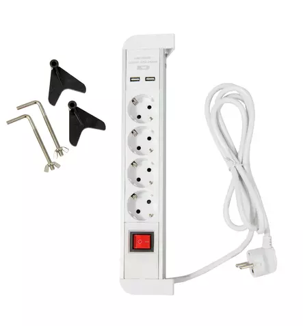 Airam Tabletop 4-osainen+2usb 2m pistorasialista - Sisäjatkojohdot - 0003940 - 1