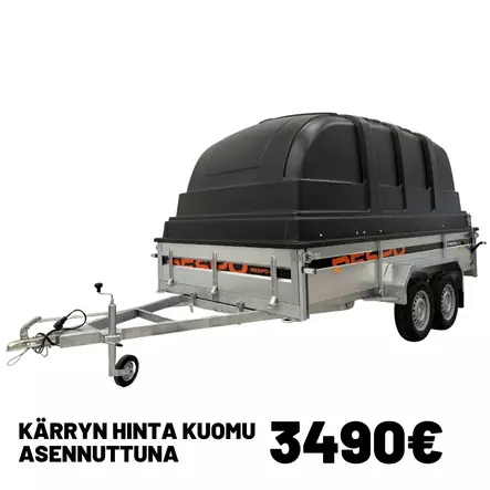 Respo peräkärry 185x350cm teliakselistolla, Jaxal kuomulla - Peräkärryt - 0014940 - 1