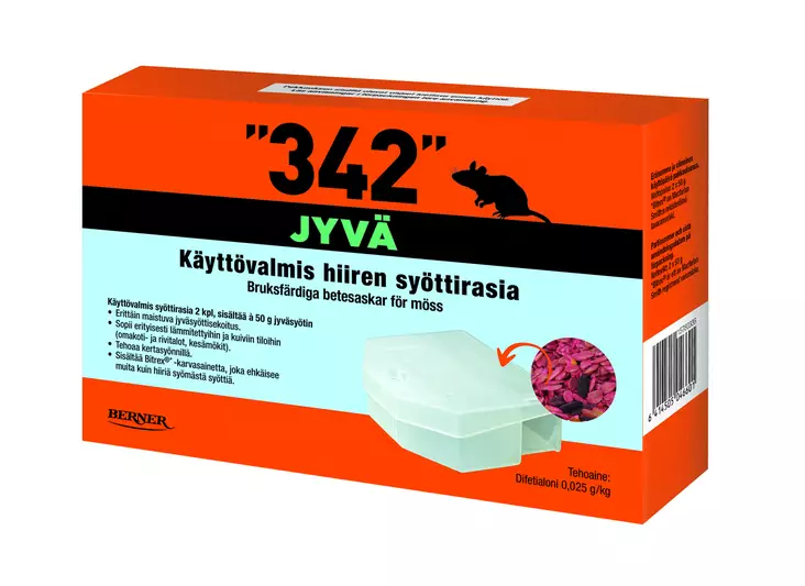 342 Syöttirasia 2kpl, á 50g jyväsyötti - Tuhoeläinten torjunta - 0011540 - 1