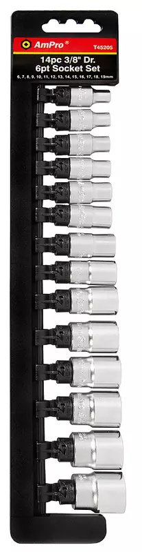 Ampro Hylsysarja 3/8" 14-os. 6-19mm - Hylsy- ja työkalusarjat - 0020150 - 1