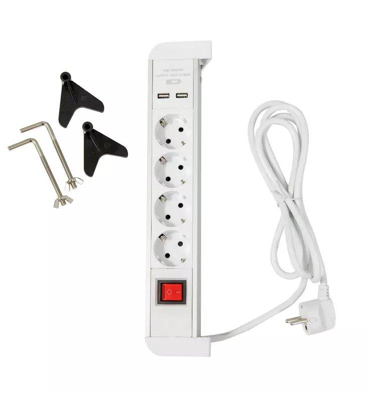 Airam Tabletop 4-osainen+2usb 2m pistorasialista - Sisäjatkojohdot - 0003940 - 1