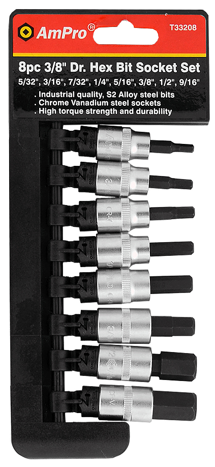 Amrox kuusiokärkihylsysarja tuuma 3/8" 8-os. - Hylsy- ja työkalusarjat - 0005570 - 1