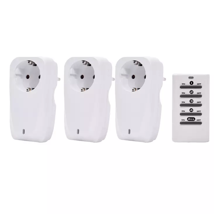 Axxel pistorasiasarja 3kpl, kaukosäätimellä IP20 - Kaukosäätöiset pistorasiat - 0009250 - 1