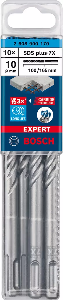 Bosch EXPERT SDS-plus 7X kiviporanterä, 10x165mm, 10kpl - SDS-kiviporanterät - 0019120 - 1