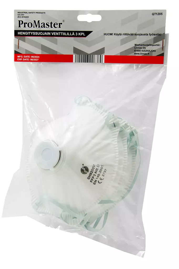 Hengityssuojain FFP2 venttiilillä 3kpl - Hengityssuojaimet - 0021910 - 1