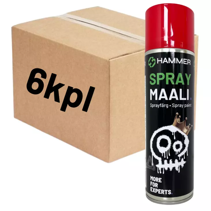 HS Hammer Spraymaali punainen 500ml LAATIKKO (6kpl) - Spraymaalit - 0019750 - 1