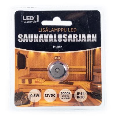 Led Energie LED lisälamppu 5m johdolla saunavalosarjaan, musta, 1kpl (teflon) - Kylpyhuone- ja saunavalaisimet - 0004170 - 1