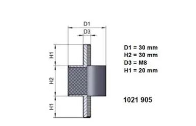 Lieriöeristin pulteilla 530 30/30mm M8 2kpl - Kumieristimet - 0012710 - 1