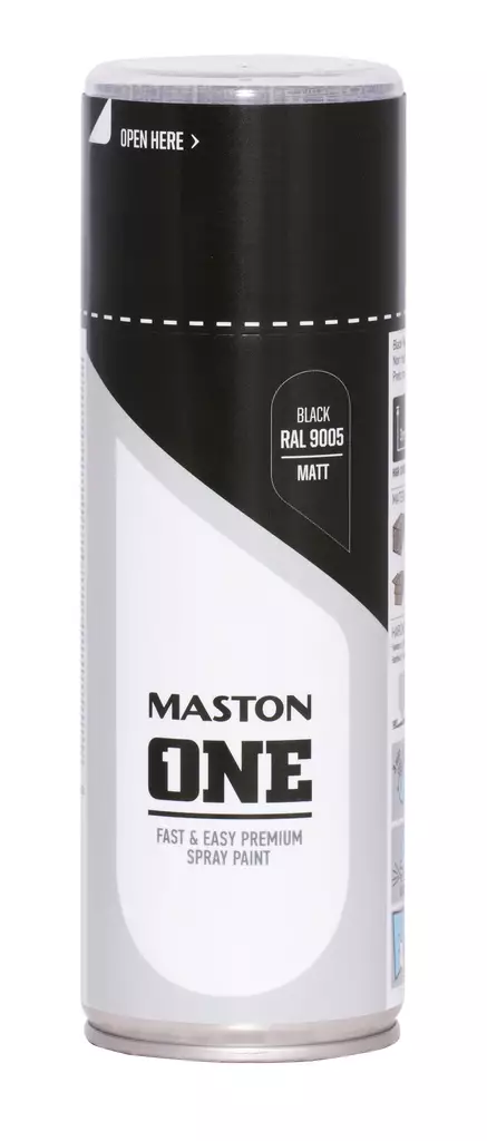 Maston spraymaali ONE - Matta Musta RAL9005 400ml - Spraymaalit - 0000130 - 1