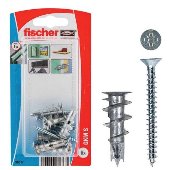 Metalliankkuri + ruuvit GKM Kipsilevylle 6kpl - Kipsilevyproput ja seinäankkurit - 0011270 - 1