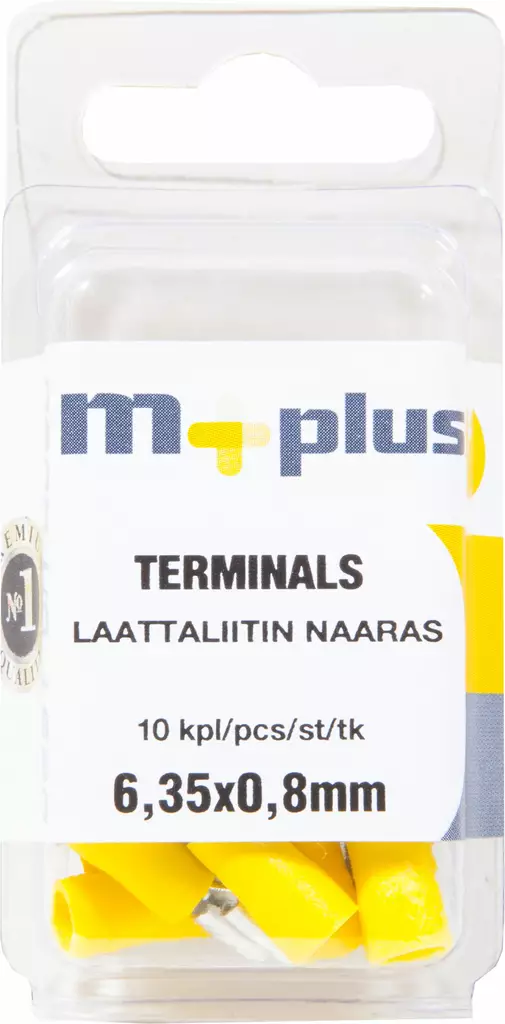 M+ laattaliitin 6,35x0,8mm naaras keltainen 10kpl - Johdot ja asennustarvikkeet - 0008270 - 1