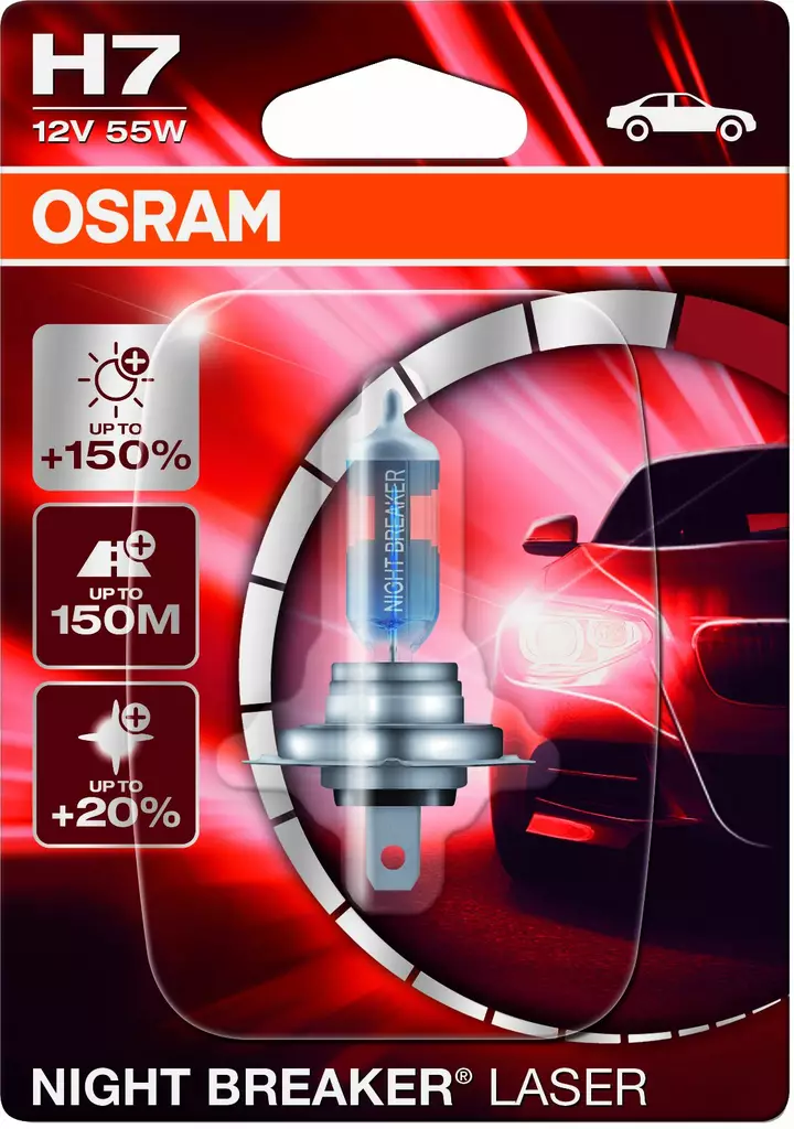 Osram Night Breaker Laser +150% 12V H7 polttimo H7 55W - Autopolttimot - 0008170 - 1