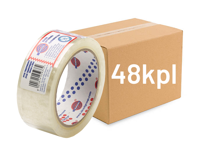 Pakkausteippi 38mmx66m kirkas LAATIKKO (48kpl) - Pakkausteipit - 0014830 - 1