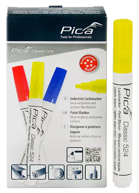 Pica Maalitussi keltainen 2-4mm 10kpl - Merkkauskynät ja tussit - 0022330 - 1
