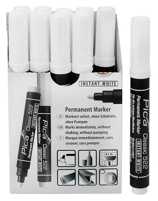 Pica Merkintätussi pyöreä valkoinen 1-4mm 10kpl - Merkkauskynät ja tussit - 0022350 - 1