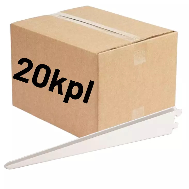 Pisla Wall-U kannatin 20cm valkoinen 20kpl (LTK) - Hyllykiskot ja kannakkeet - 0022030 - 1
