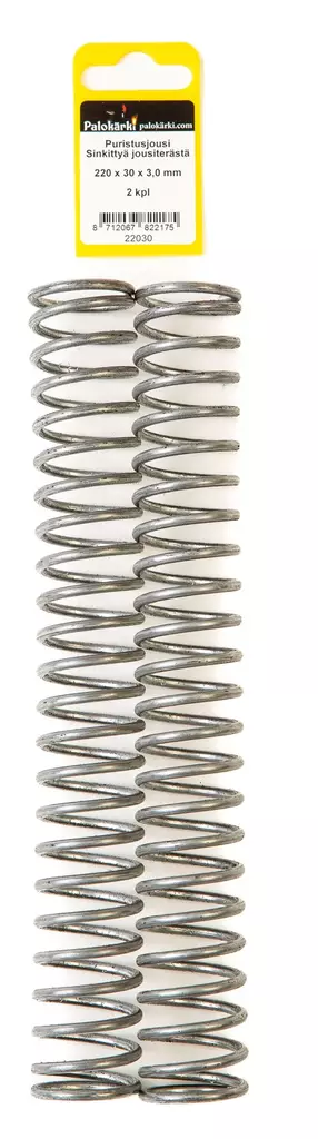 Puristusjousi Sinkittyä jousiterästä 220x30x3,0mm 2kpl - Jouset - 0021520 - 1