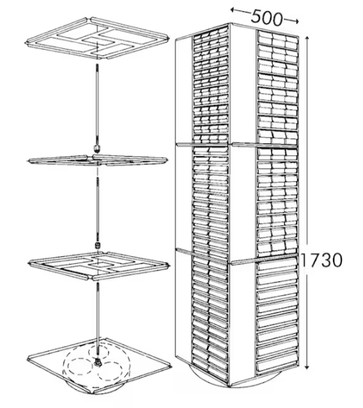 Pyörivä teline runko - Lokerikot - 0018070 - 1