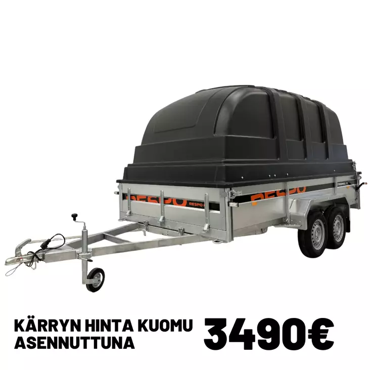 Respo peräkärry 185x350cm teliakselistolla, Jaxal kuomulla - Peräkärryt - 0014940 - 1