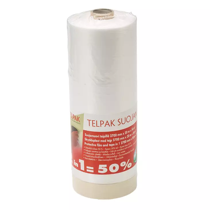 Suojamuovi teipillä 2,7x20m kirkas - Suojapaperit ja -muovit - 0003250 - 1