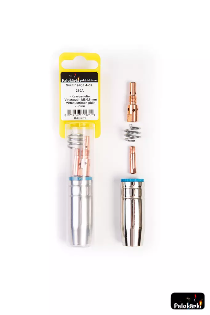 Suutinsarja 4-os. 250A: Kaasusuutin, Virtasuutin M6/0,8mm, Virtasuuttimen pidin, Jousi - Hitsauslaitteiden tarvikkeet - 0021610 - 1