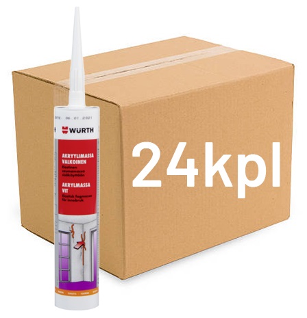 Wurth akryylimassa valkoinen 310ml LAATIKKO (24kpl) - Silikonit ja akryylimassat - 0014840 - 1