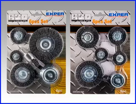 Exper Teräsharjasarja 1kuppi+5pyöröharjaa - Koneteräsharjat - 0003691 - 1