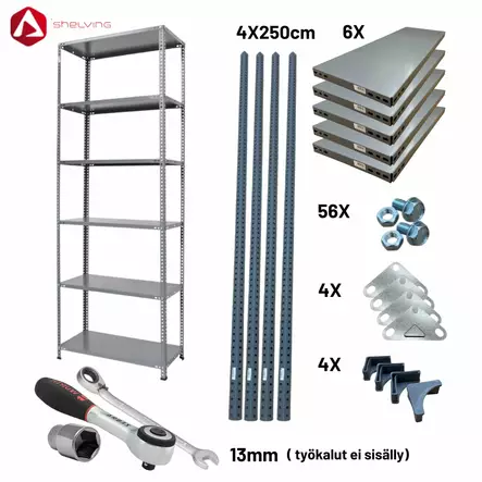 Shelving varastohylly 250x80x30cm - Varastohyllyt - 0016481 - 2