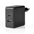 Nedis Seinälaturi 3.0A USB / USB-C Power Delivery 45 Wmusta - Puhelintarvikkeet - 0007121 - 1