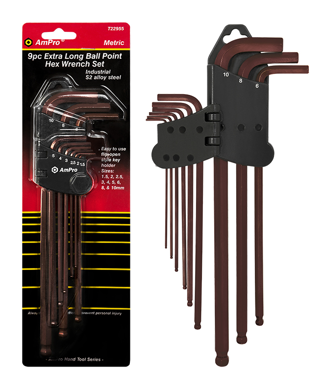 Ampro pitkä kuusioavainsarja 9-os. - Kuusiokoloavaimet - 0005911 - 1