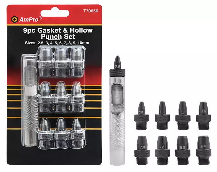 Ampro reikämeistisarja 9-os 2,5-10mm - Tuurnat ja reikämeistit - 0006051 - 1