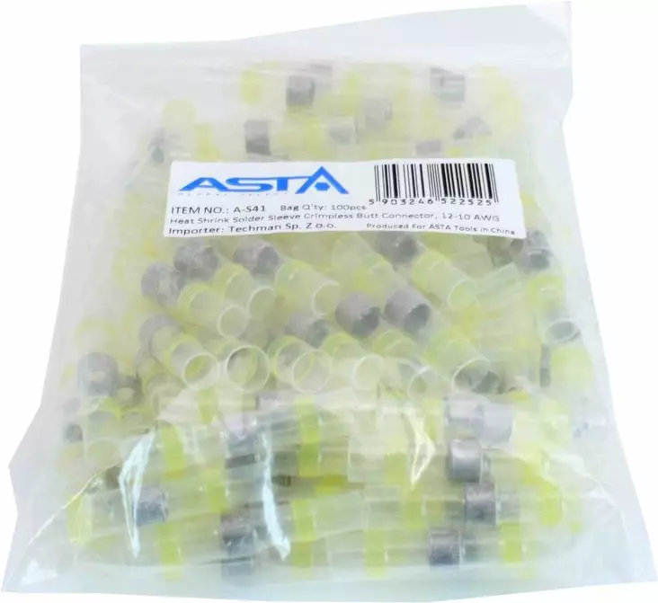 Asta kutiste jatkoliitin tinalla 100kpl keltainen, 4.0- 6.0mm²/ 2.8-6mm - Johdot ja asennustarvikkeet - 0017321 - 1