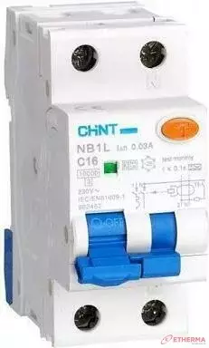 Chint Vikavirtajohdonsuojakatkaisija Yhdistelmä C16 2P 30mA 6kA - Sulakkeet ja vikavirtasuojat - 0019651 - 1