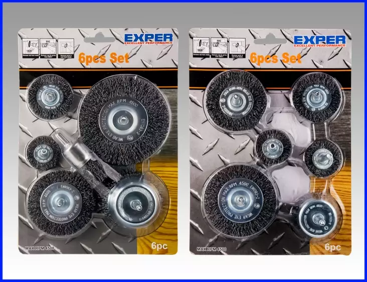 Exper Teräsharjasarja 1kuppi+5pyöröharjaa - Koneteräsharjat - 0003691 - 1