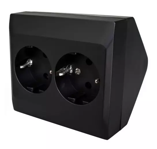 Harju Hiili pintapistorasia 2-os kulma musta - Pinta-asennus rasiat ja kytkimet - 0020541 - 1