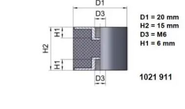 Lieriöeristin sisäkierteellä 622 20/15mm M6 2kpl - Kumieristimet - 0012701 - 1