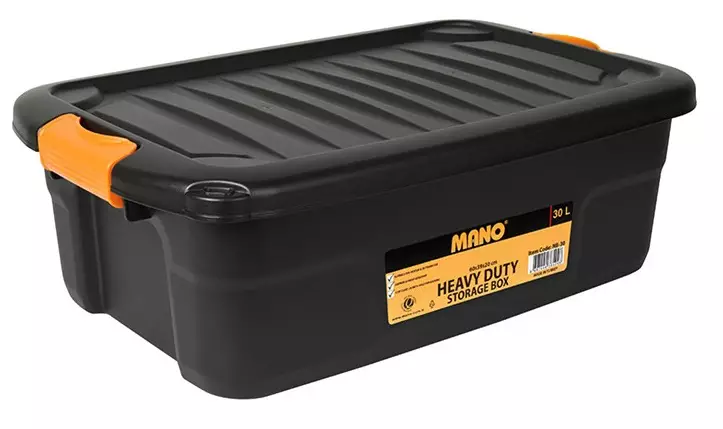 Mano Varastolaatikko kannella 30L matala musta - Säilytyslaatikot - 0019491 - 1