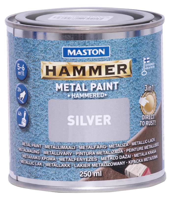 Maston maali Hammer Vasaralakka hopea 250ml - Metalli- ja ruosteenestomaalit - 0000261 - 1
