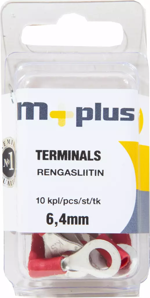 M+ rengasliitin punainen 6,4 mm, 10kpl - Johdot ja asennustarvikkeet - 0008281 - 1