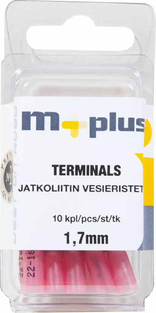 M+ vesieristetty jatkoliitin 1,7mm punainen 10kpl - Johdot ja asennustarvikkeet - 0008291 - 1
