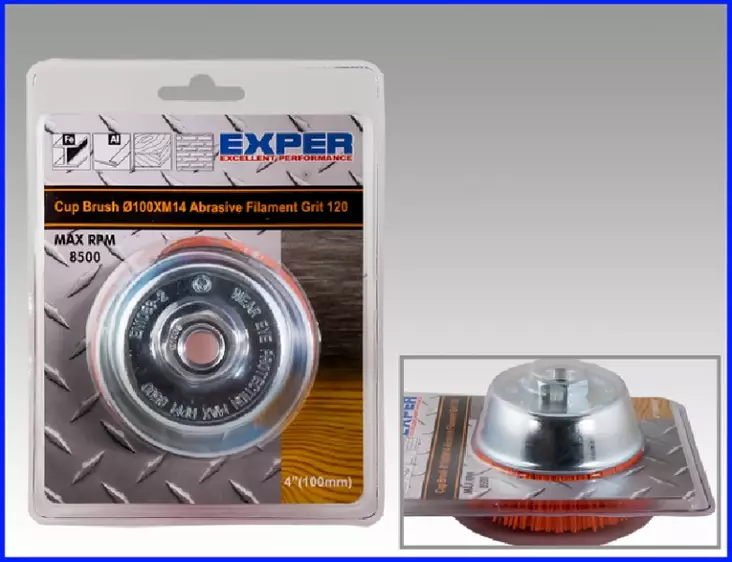 Nailon Kuppiharja 100mm M14 P120 - Koneteräsharjat - 0003721 - 1