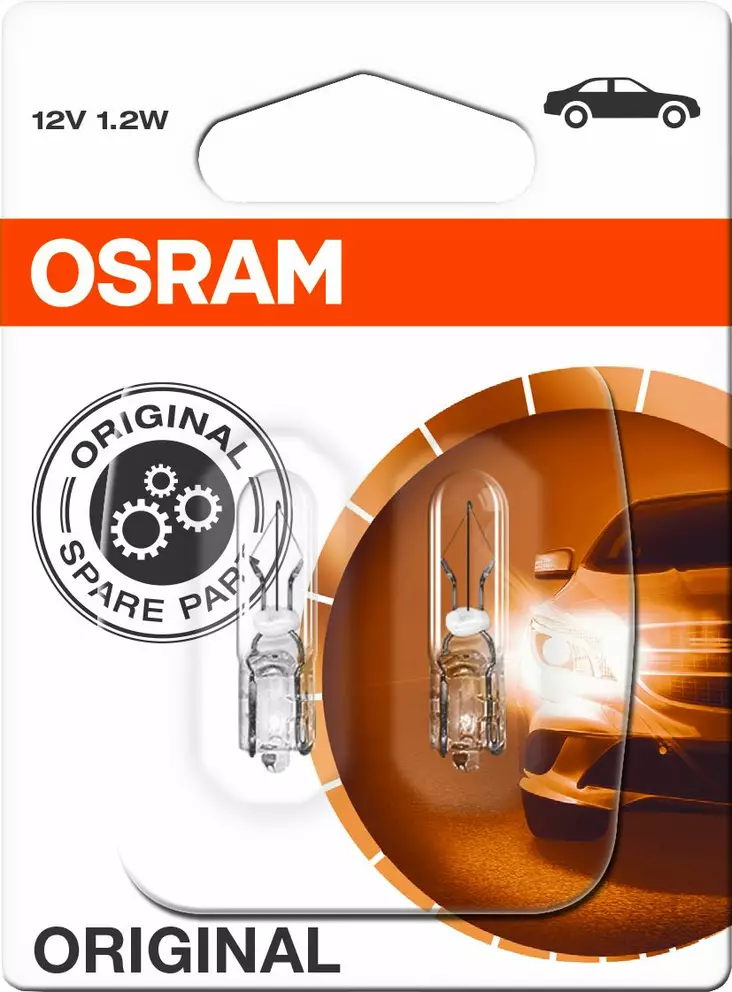 Osram Original 12V T5 W1.2W pienoispolttimo 1,2W (pari) - Autopolttimot - 0008171 - 1