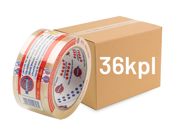 Pakkausteippi 50mmx66m kirkas LAATIKKO (36kpl) - Pakkausteipit - 0014831 - 1