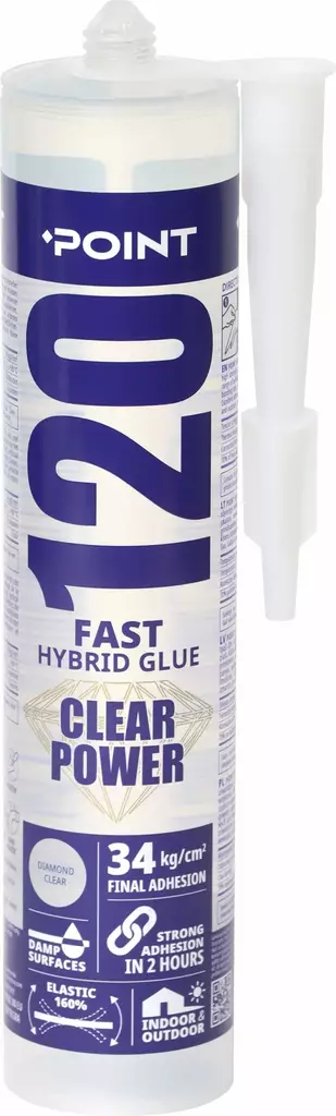 Point 120 Liima- ja tiivistemassa kirkas 290ml - Liimamassat ja tiivistysmassat - 0018881 - 1