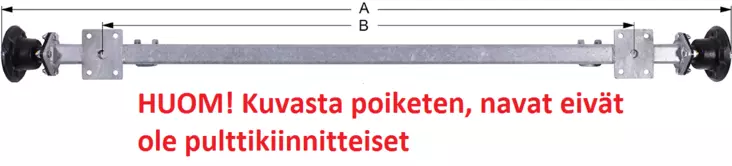 Respo peräkärryn akseli 125cm leveään kärryyn - Akselit, navat ja iskarit - 0014951 - 2