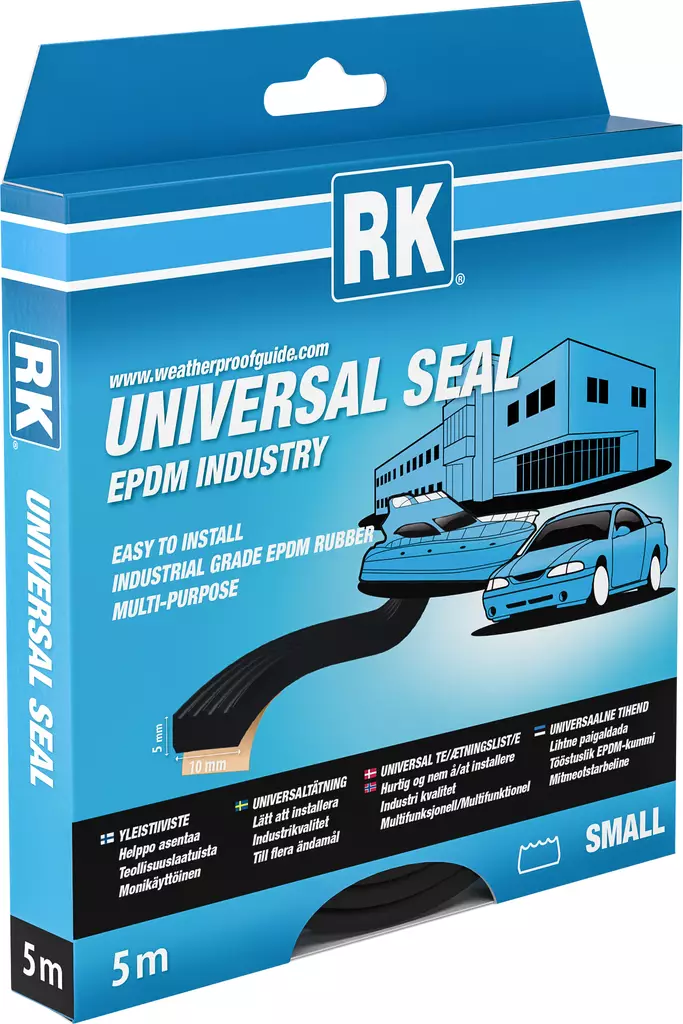 RK Yleistiiviste Teollisuus Musta 5 x 10mm 5m - Ikkuna- ja ovitiivisteet - 0008821 - 1