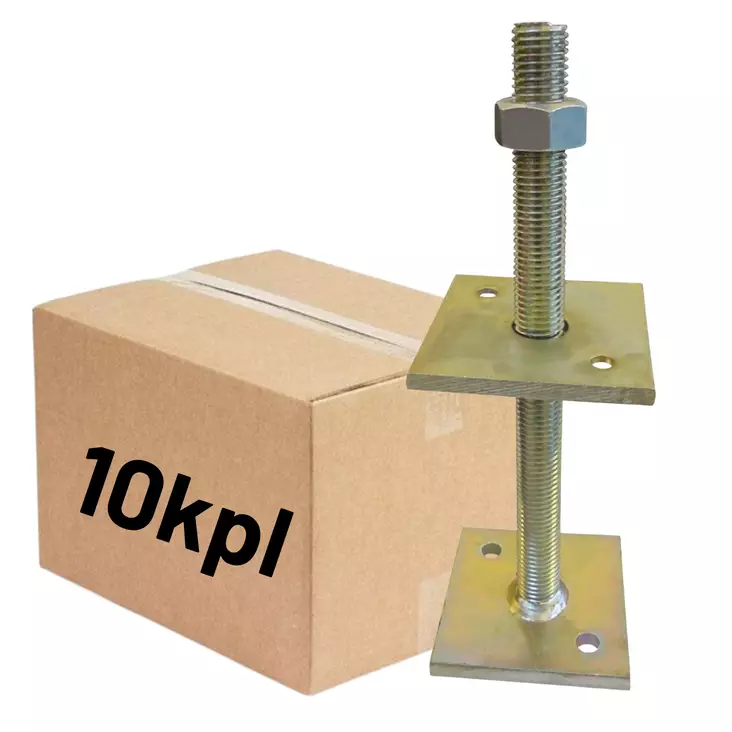 Säätöjalka ZN M20x200mm, 200x80x80x8mm, 10kpl (LTK - Ruuvipaalut ja teräsjalat - 0022051 - 1