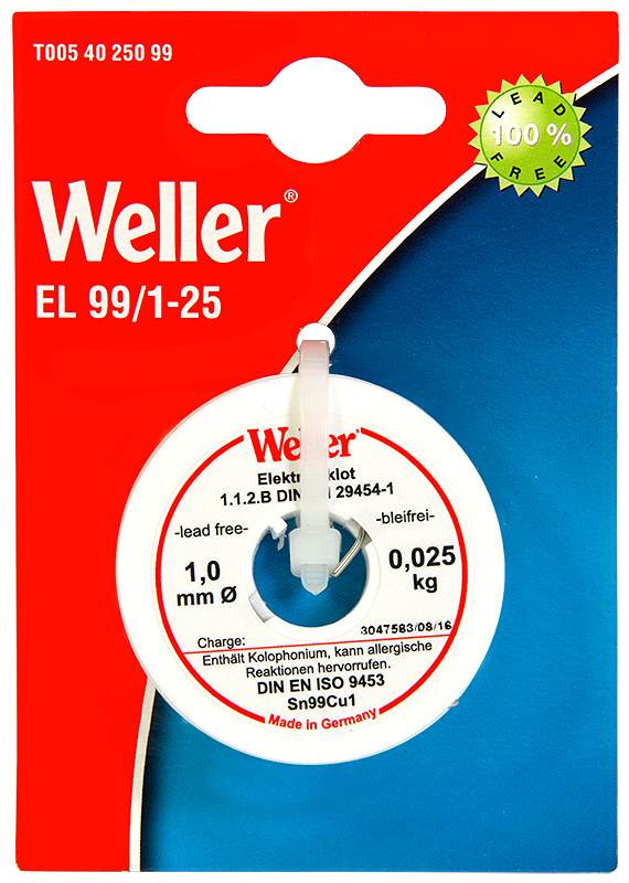 Weller juotostina 1,0mm 25g lyijyvapaa - Juotoskolvit ja tarvikkeet - 0006301 - 1