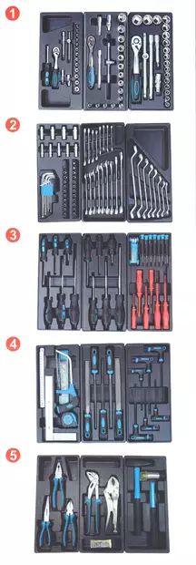 Meister Pro työkaluvaunu 7-laatikkoa, työkaluilla, 272-os. - Työkalupakit - 0016672 - 2