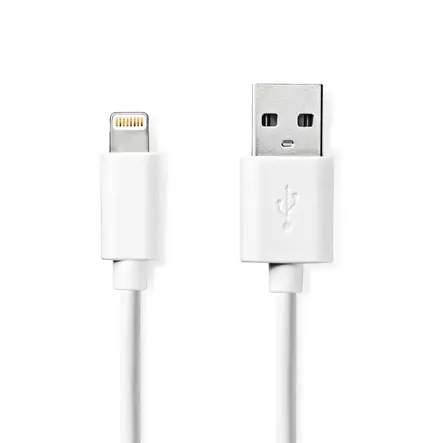 Nedis USB kaapeli 2.0 USB-A Uros-Apple Lightning 2.00m Valkoinen - Puhelintarvikkeet - 0007102 - 2